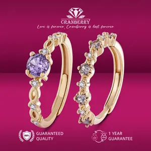 OS1-D100 Cincin Wanita Cranberry Jewelry Premium Lapis Emas 18k Anti Luntur Anti Berubah Warna Garansi 1 Tahun Resmi Size Adjustable Kualitas Grade Terbaru Aksesoris Perhiasan Cincin Nikah Permata VVS1 Elegan COD