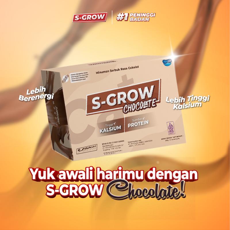 Product Introduction of S-GROW Susu Rasa Coklat Tinggi Kalsium untuk Pertumbuhan Badan Remaja dan Dewasa dengan Multivitamin Zinc dan Vitamin D  bpom 0