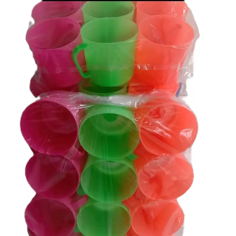 Gelas/cangkir plastik plus gagang 1 lusin 3 warna sesuai gambar 1 lusin 12 pcs 2