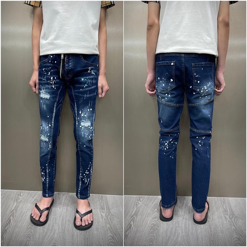 Quần jean nam xanh đậm viền gân baigerr khoá lộ mix gim số 2 hostt neww