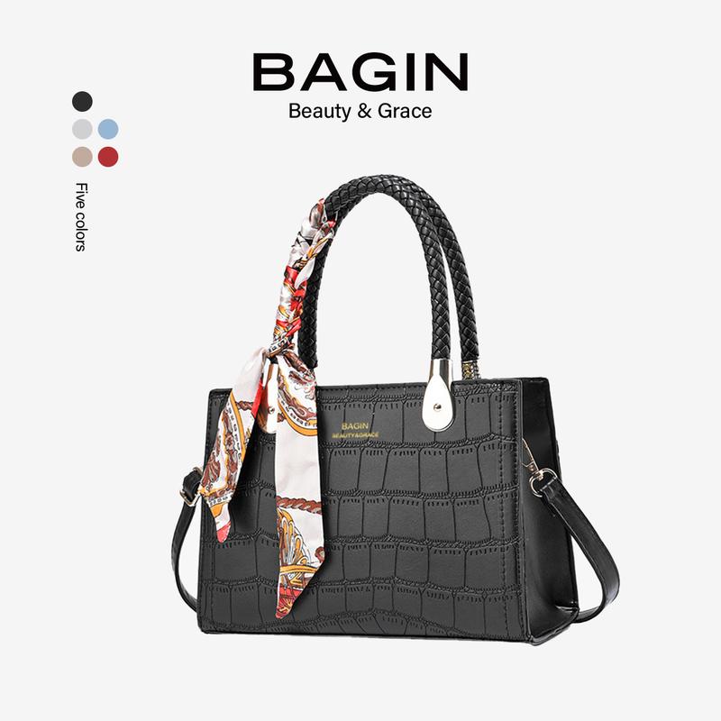 【BAGIN】Túi xách nữ Bagin tặng mẹ tặng cô giáo thời trang cao cấp phối khăn lụa cổ điển, sang trọng, chống trầy [gy-381]