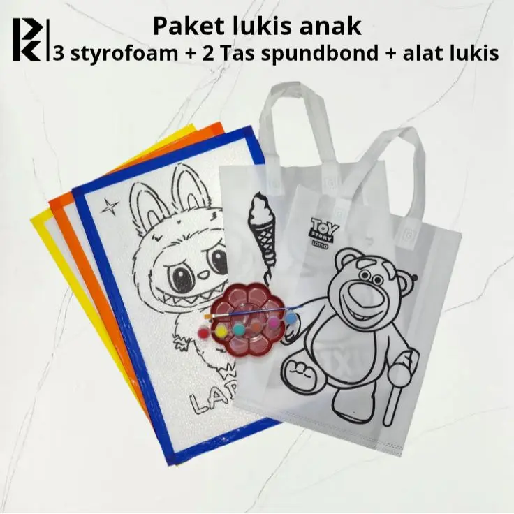 Paket lukis styrofoam dan tas spundbond ( 3 styrofoam + 2 tas spundbond free set alat lukis 0
