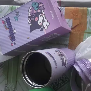 【PO 6 Mar】【kokopanci exclusive】ecentio Tumbler【Kuromi】Purple 850ml Kuromi Stainless Steel Car Cup with Handle（black pink）
