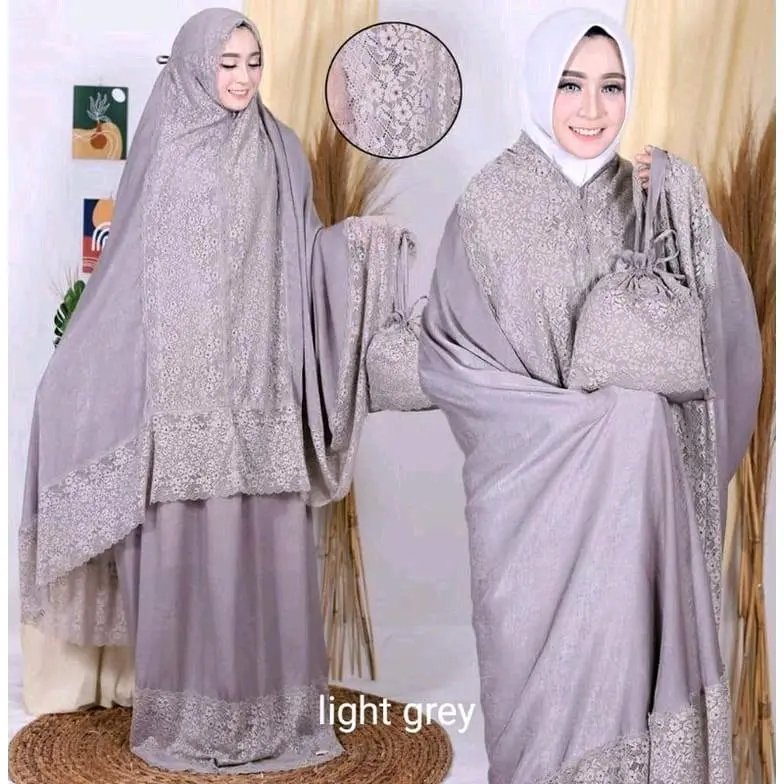 Mukena Sutra Jumbo Luxuri Dewasa 2in1 Glosy Super Premium Renda Kd Free Box Packing