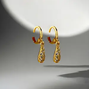 PERHIASAN WANITA ANTING CLIP PREMIUM MOTIF OVAL LONJONG PERMATA TERBARU ANTI LUNTUR/KARAT