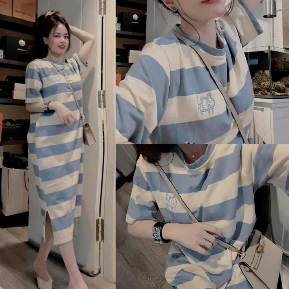 Váy suông chất cotton form rộng dáng dài bầu bí mặc xinh