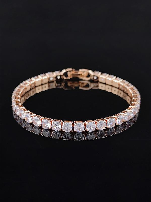 Luxury Rhinestone Decor Matching Bracelet for Women, 2024 New Trendy Fashion Accessories for Wedding Engagement Bridesmaid Costume Dress Prom Daily Wear 3