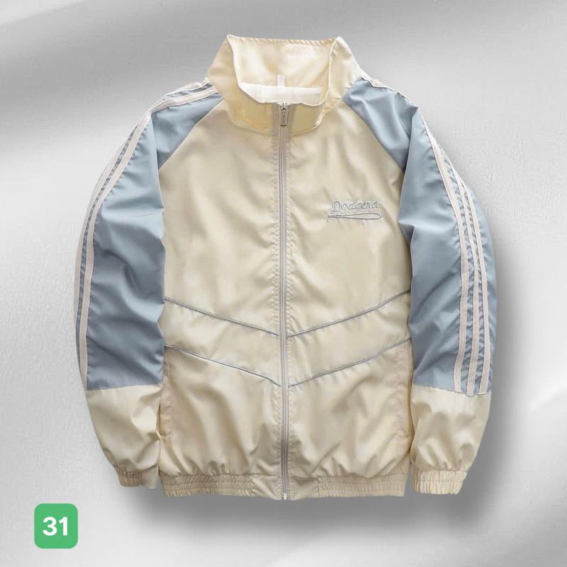 Áo khoác dù nam 2 lớp màu kem áo khoác nam phối kẻ sọc chất liệu dù chống nắng phong cách trẻ trung kiểu dáng mới AKD31 Menswear Jacket