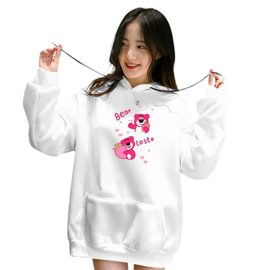 BAHAN FLEECE Atasan Sweater Hoodie Wanita Remaja BEAR LOTSO Korean Style Crewneck