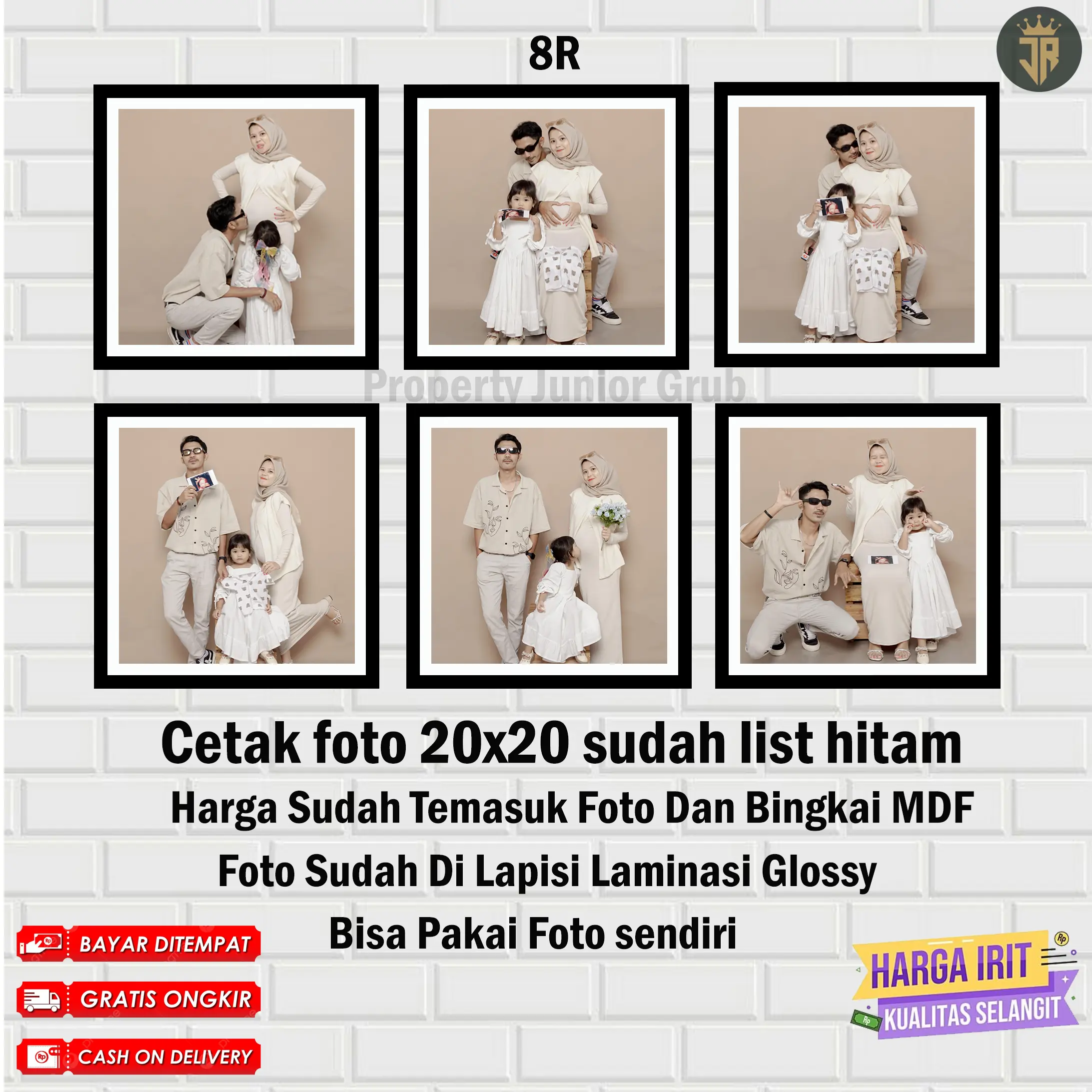 Cetak Foto Custom isi 6 pcs Ukuran 20x20 Sudah Lis hitam/ Bisa Cetak Hitam Putih atau  Berwarna/ Harga Sudah Termasuk Bingaki Dan Foto/ Bisa Pakai Foto Sendiri