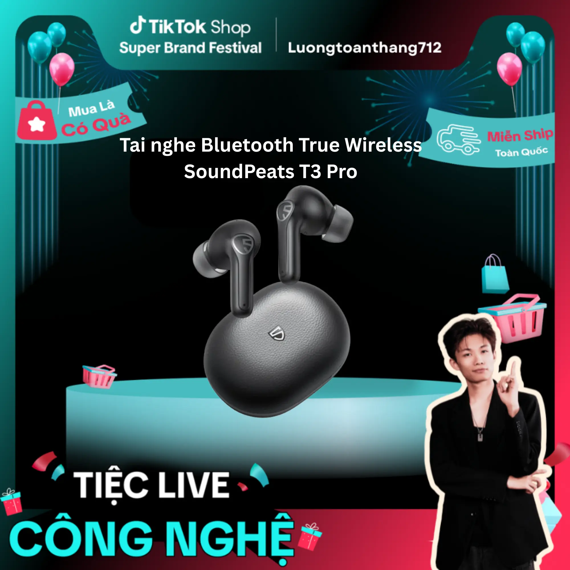 [CPS x LTT] Tai nghe Bluetooth True Wireless SoundPeats T3 Pro - Chỉ có tại Cellphone S