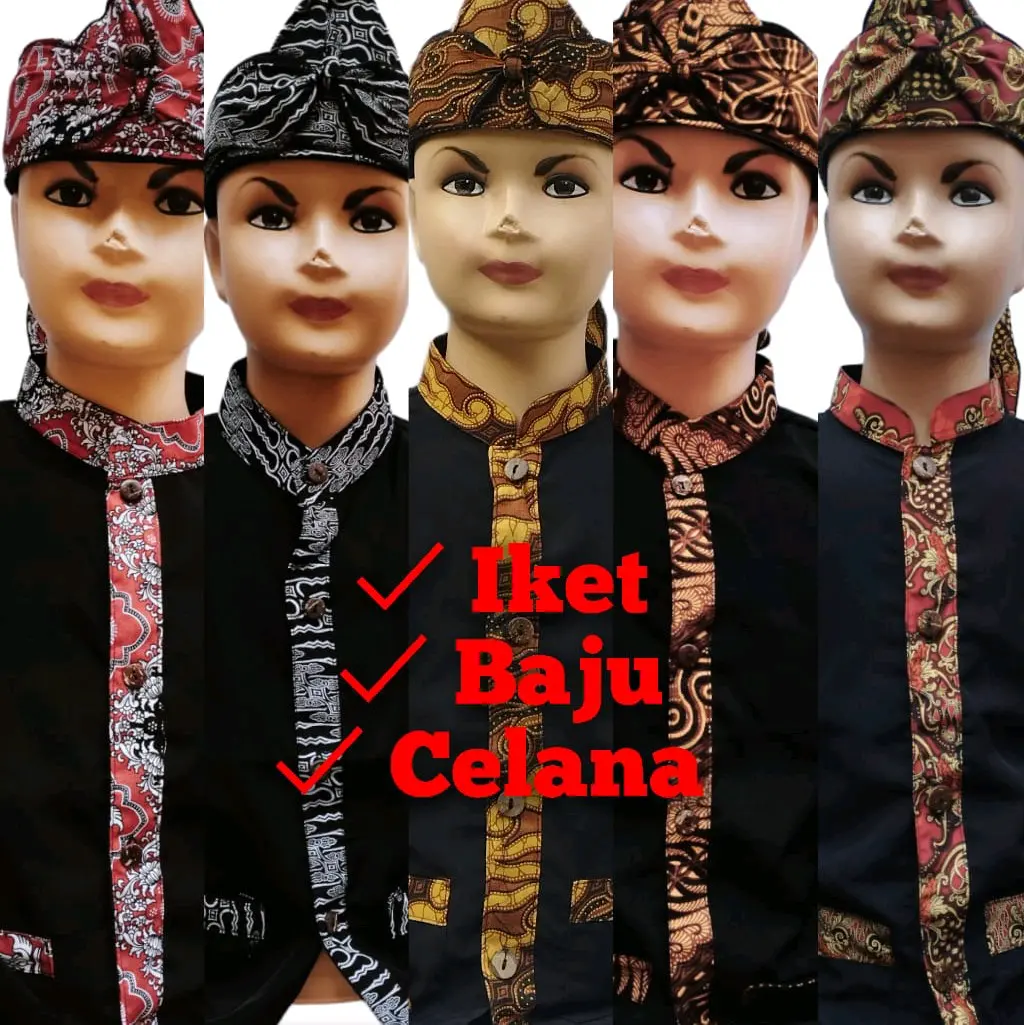 stelan baju pangsi sunda anak paud, tk, sd/baju adat sunda anak motif batik