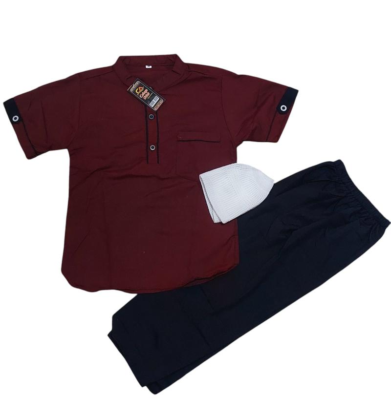 Product Introduction of Setelan Baju Koko Anak Muslim Laki Laki Usia 2-8 Th Kurta Bahan Catun Lembut Dan Nyaman Putih Kombinasi 63