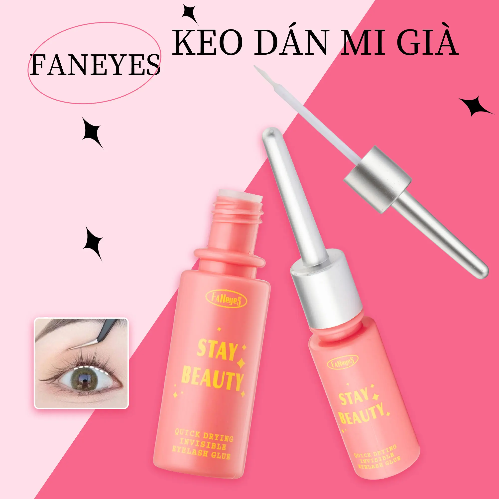FANEYES Keo dán mi giả siêu dính giữ nếp bền vững chống nước chống mồ hôi khô nhanh trong giây lát không chứa formaldehyde dịu nhẹ không kích ứng có thể tẩy bằng nhiệt độ