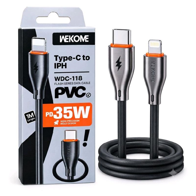 WEKOME Cáp Sạc Nhanh iPhone WDC-118 PD 35W — Type C to Lightning 1M, Sạc 50% Trong 30 Phút