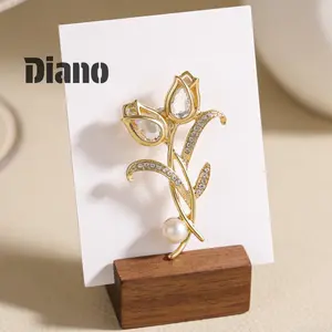 [Diano]Bros tulip kristal untuk wanita peniti korsase anti-terbuka peniti jilbab Y650