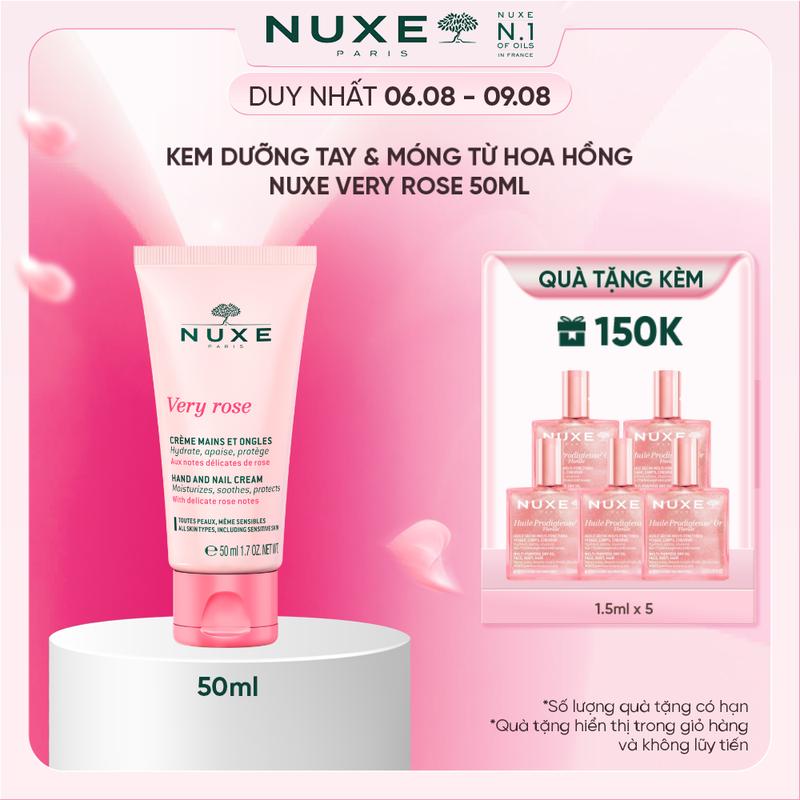 Kem dưỡng da tay và móng chiết xuất hoa hồng Nuxe Very Rose Hand And Nail Cream 50ml