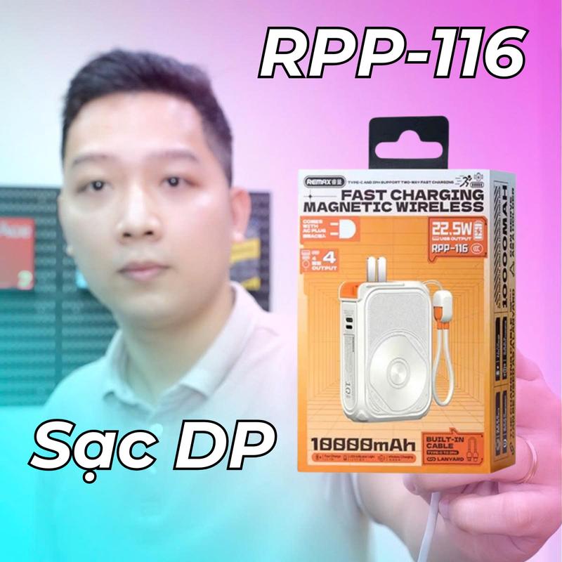 Sạc Dự Phòng Nhanh Không Dây Remax 22.5w  10.000mAh dự phòng PD 22.5w QC3.0 RPP-116