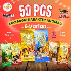 MAKARONI ANOMALI 50 PCS SPESIAL EDISI TUNGTUNG SAHUR MAKARONI CRISPY SI MPAY PAKET USAHA JAJANAN Jagung Balado Rumput Laut Bbq Snack Food Barbeque Camilan