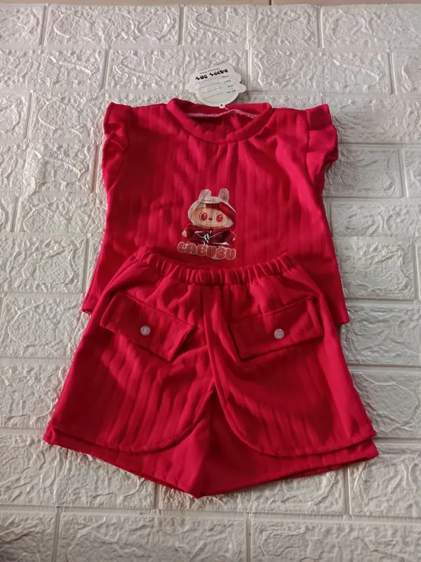 SETELAN ANAK KNIT HORNET VARIASI KANCING MOTIF LABUBU xxxl 3-4 tahun 1