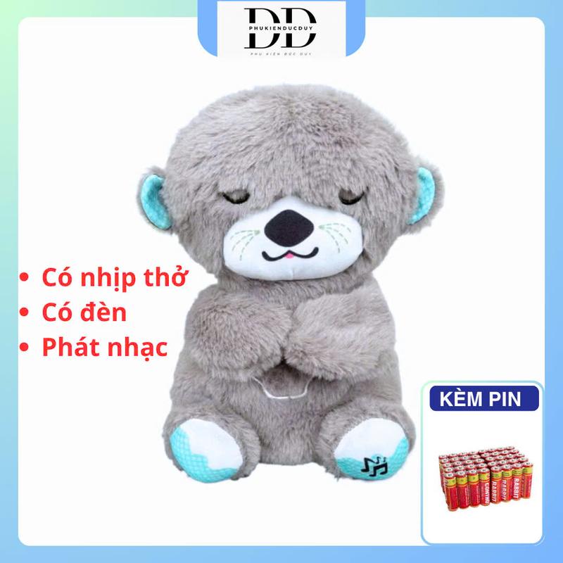 Gấu bông có nhịp thở phụ kiện Đức Duy lắp sẵn 3 viên pin gấu bông rái cá phát nhạc dịu êm lông mềm mịn đáng yêu FREESHIP Toy Thú Nhồi