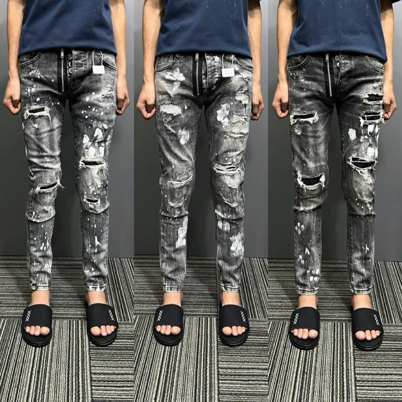 Quần jean nam xámm khóii vệt sơnn nhỏ mix khoá rìa DOANH XÙ JEAN VN