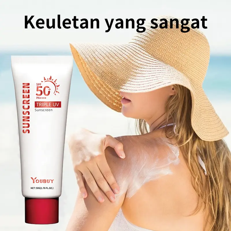 【COD】YouBuy BPOM Sunscreen SPF 50+ PA++++ Sunscreen 50g untuk perawatan muka berminyak berjerawat dan mencerahkan wajah with ceramide 2