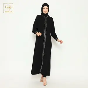 Abaya Assafa Original E1072 Black, White & Brown abaya
