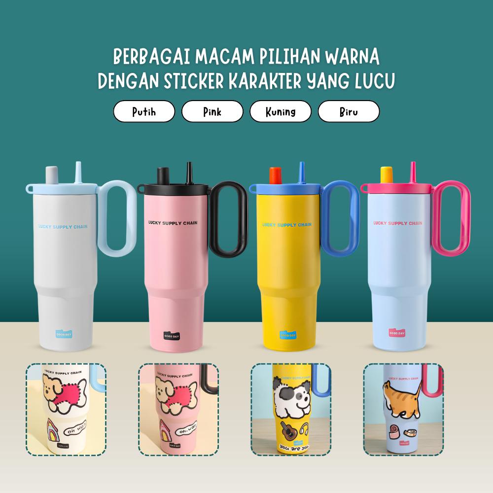 G[EXCLUSIVE FENIHOME ] Funnycook Tumbler/Botol Minum Anak Lucu Stainless Steel SUS 316 Tahan Panas dan Dingin ukuran 750ml Dilengkapi stiker Karakter Lucu Kitchenware