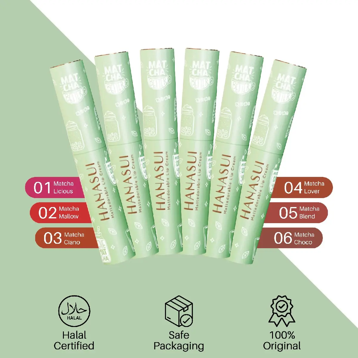 ️CAITLYN - Hanasui Mattedorable Lip Cream Matcha Latte Edition Lipstick Lipcream Lipstik Bibir Waterproof