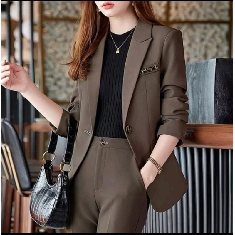 Jas Wanita Blazer Korean Motif TerbaruJas Kerja Kantoran Wanita 1