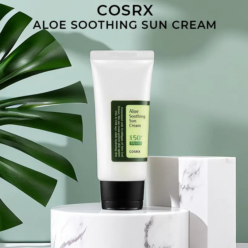 COSRX Aloe Soothing Sun Cream Face Sunscreen SPF50+ PA+++ UV Protection Moisturizes Skin Lightweight Facial Skincare Daily Sunblock Hydrating Hydrate