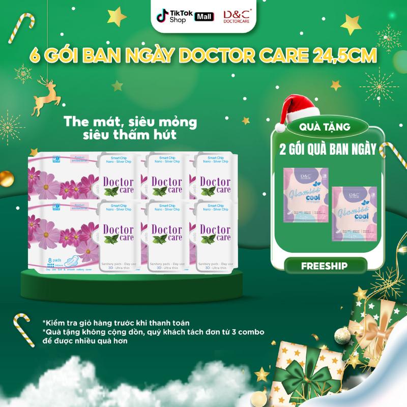  COMBO 6 gói Băng vệ sinh ban ngày thảo dược mát lạnh D&C Doctor Care 24cm 