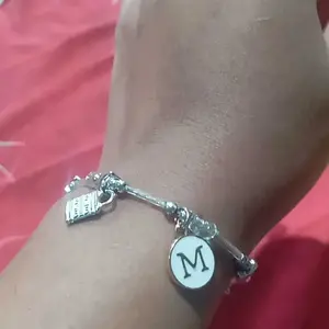 Gelang Sparkling Inisial Padlock Beads Silver Bracelet Aksesoris