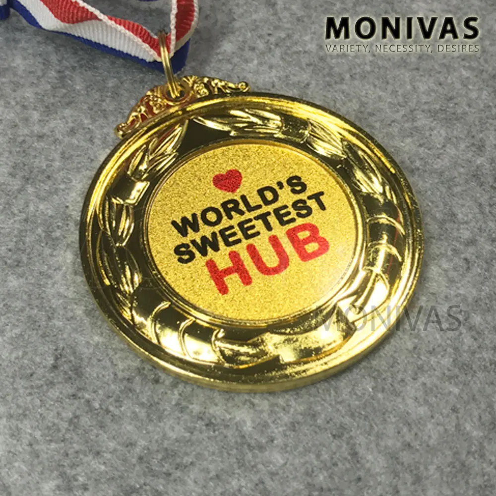 Worlds Sweetest Hubby Gold Award Medal Anniversary Gift Birthday Present