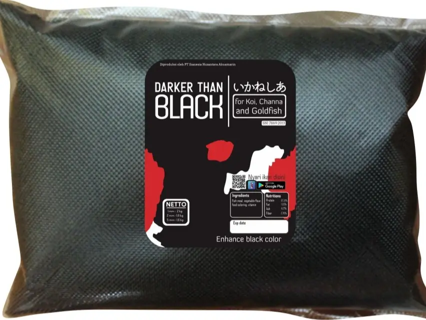 Pakan Pelet Makanan Ikan Mas Koki Koi Darker Than Black Repack 100gr IKANESIA