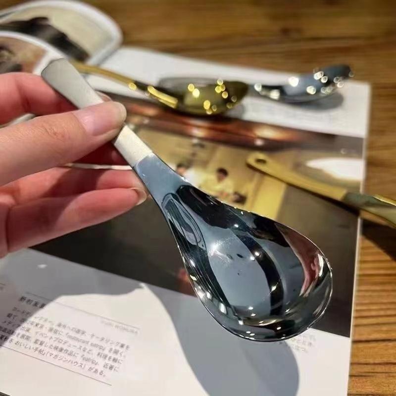 Thìa Súp, Đế Tròn, Mới, Thép Không Gỉ, Phụ Kiện Nhà Bếp, Dụng Cụ Nhà Bếp, Thìa Khuấy Gia Dụng, Thìa Tráng Miệng , 3
