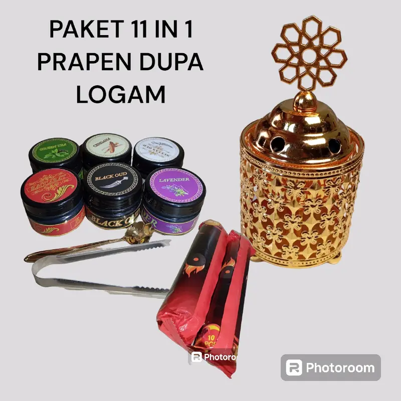 PAKET PENGHARUM RUANGAN DUPA SERBUK  SUPER HEMAT 11 IN 1 PRAPEN LOGAM KUNINGAN MOTIFNYA  RAINDOM  ATAU ACAK GESER FOTO 1