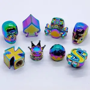 Tutup Pentil Ban Motif Unik Inti Tembaga Universal Mobil Sepeda Motor Tutup Katup Ban Berkualitas Tinggi dengan Desain Warna-warni Car ABS Material