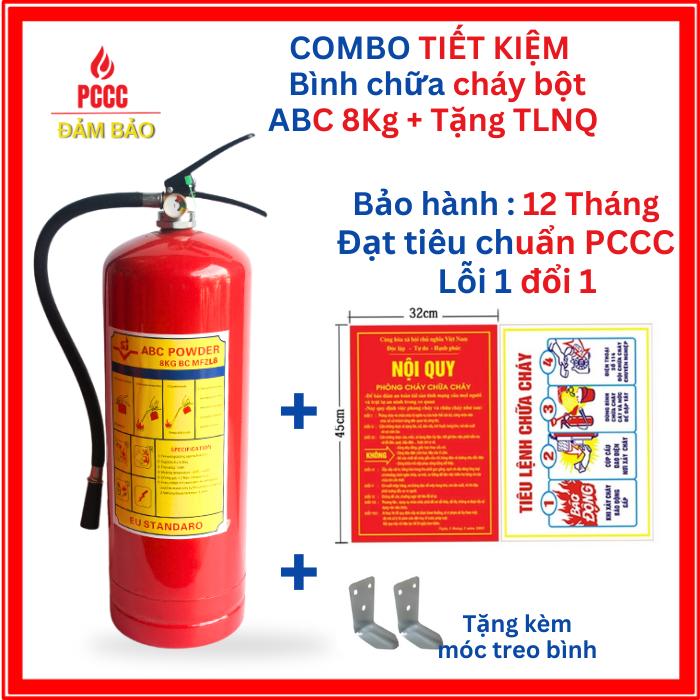 Bình chữa cháy bột ABC 8kg, bình cứu hoả loại tốt dùng cho kho xưởng đạt tiêu chuẩn pccc