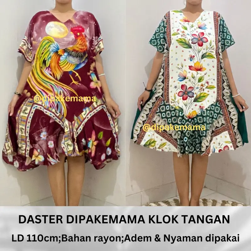 DASTER dipakemama KLOK TANGAN MOTIF AYAM JAGO, PUTIH ONDE LD 110cm [DPKMM] SIKAK TRASO 0