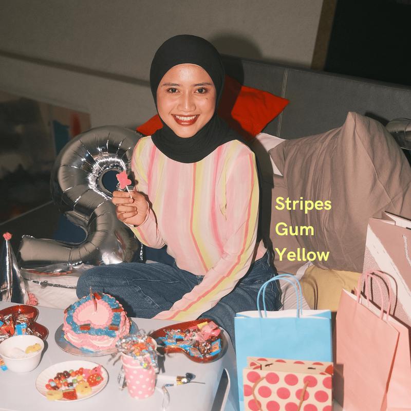 House of KYNY - Stripes Gum Mesh Top - Atasan Wanita Lengan Panjang Print - Outfit Konser - Plus Size 3