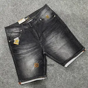 Distroid Celana Jeans Pendek Fashion Pria Short Denim Stretch Melar Cowok Dewasa Hitam