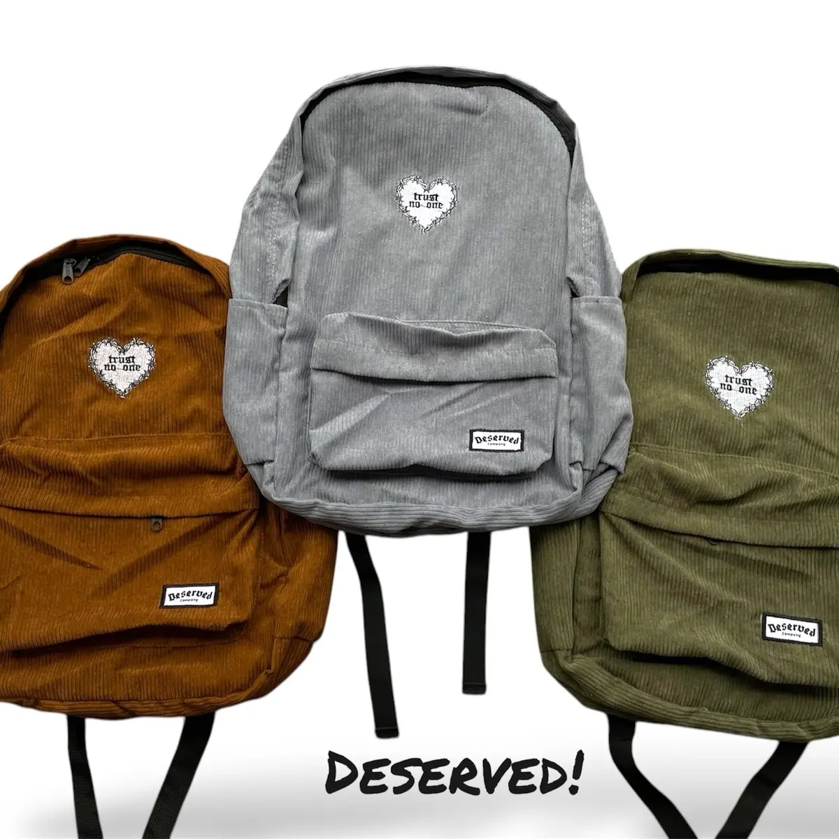TAS RANSEL CORDUROY  TAS BACKPACK LOVE TRUST/ TAS  Sekolah Wanita Pria