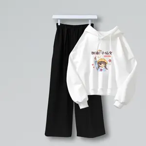Setelan Sweater Hoodie Wanita SARANGHAE Hoodie dan Celana Kulot Wanita Remaja Usia 11-17 tahun Korean Style Fashion