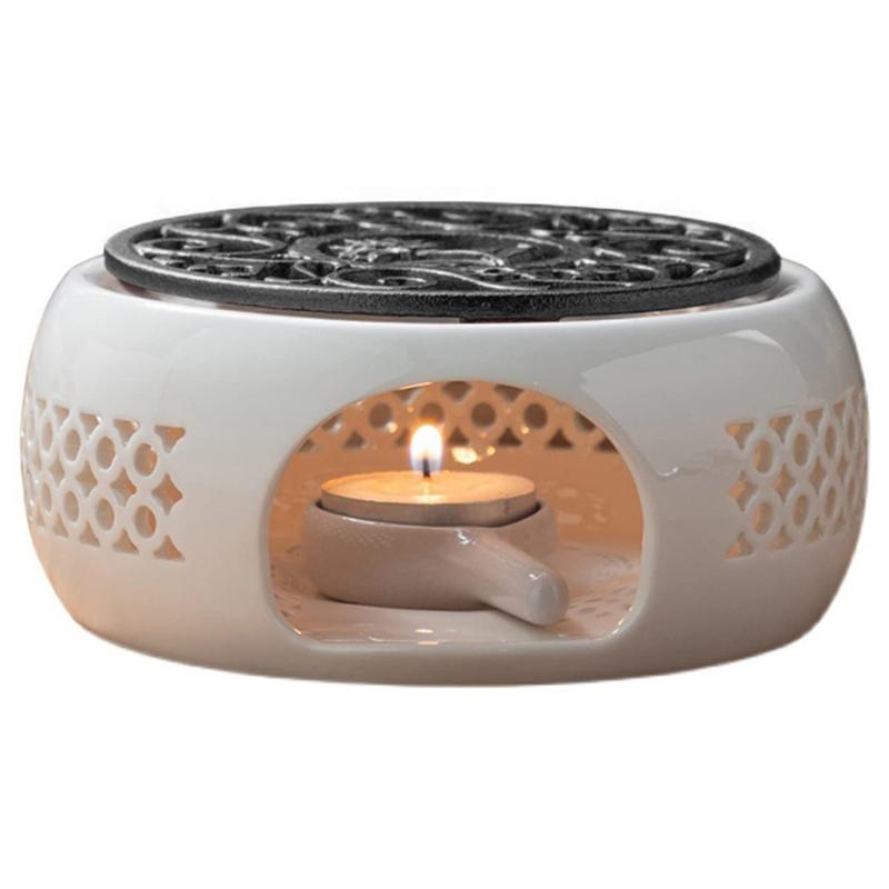 Product Introduction of Teapot Warmer Porcelain Tea Light Heater Tea Light Oven Without Electricity Candles Heating Oven White Teapot Heater Winter Tea Warmer for Home Tea House (with Spoon + Lid) 12