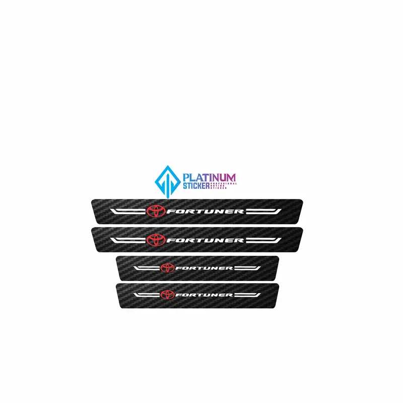 DISKON 9 PCS SILL PLATE CARBON 3D MOBIL FORTUNER STICKER KARBON PELINDUNG PIJAKAN BUMPER BAGASI MOBIL TOYOTA 3