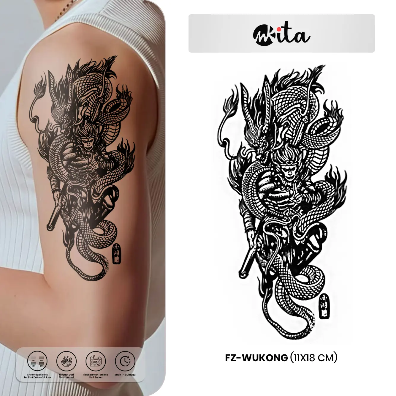 Tato temporer premium semi permanen tattoo fruit ink tatto wukong tatoo temporary