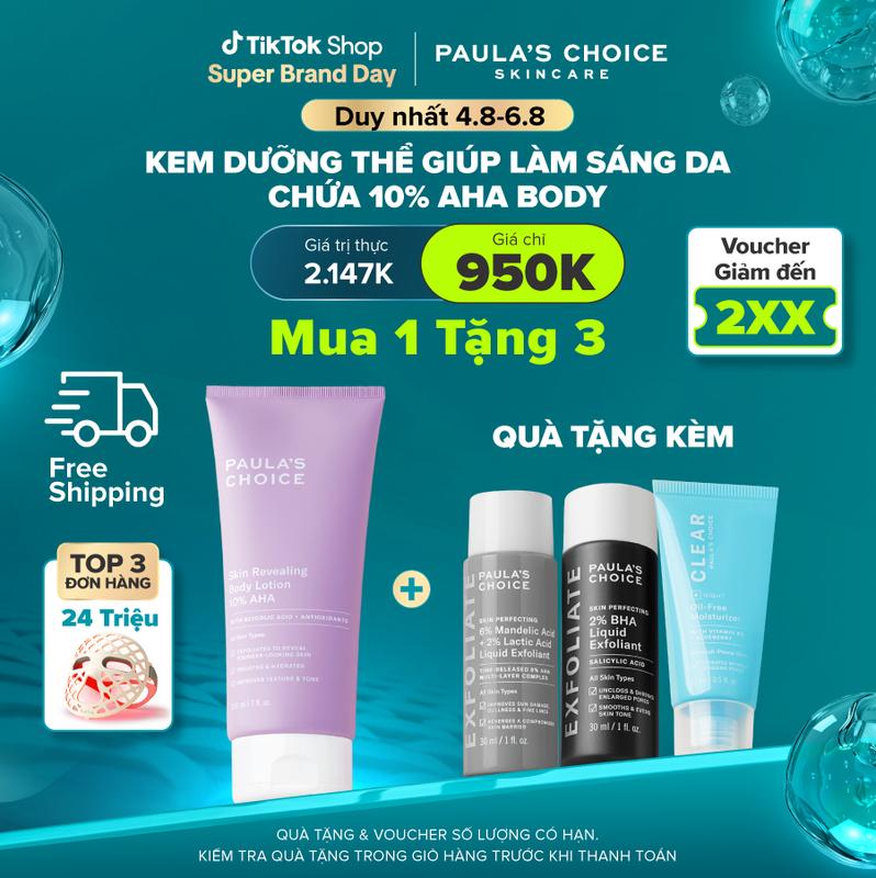 Kem dưỡng thể giúp làm sáng da chứa 10% AHA Paula's Choice Skin Revealing Body Lotion 10% AHA 210ml VHL5900