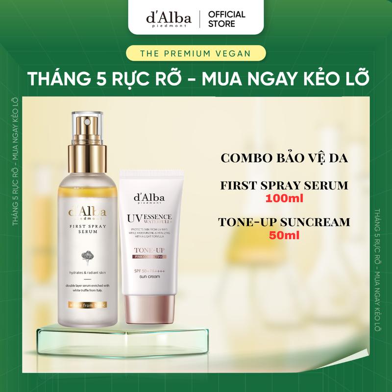 [CB100ml&50ml] Combo Serum dạng xịt [First Spray] d'Alba White Truffle 100ml & Kem chống nắng d'Alba Waterfull Tone-Up Sun Cream 50ml Skincare 0